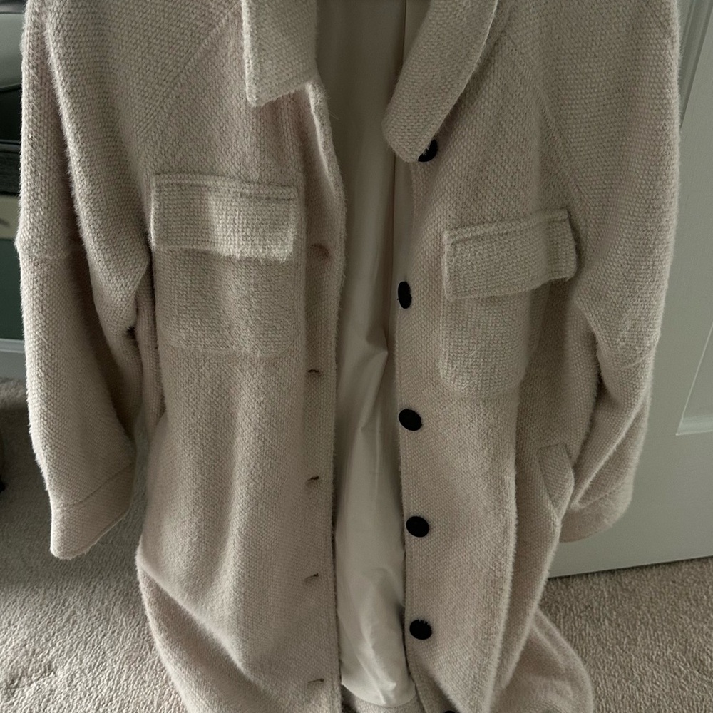 Greylin Cream Teddy Jacket with Black Buttons